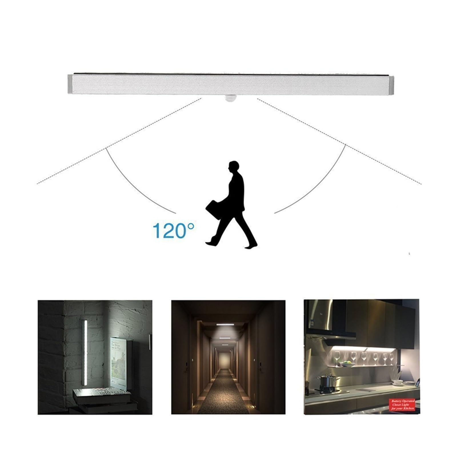 Unterschrank Leuchten 20leds Motion Sensor LED Unter Schrank Licht Led Starren Streifen Bar Wand Lampe Küche Kleiderschrank Notfall Nacht(Warm White)