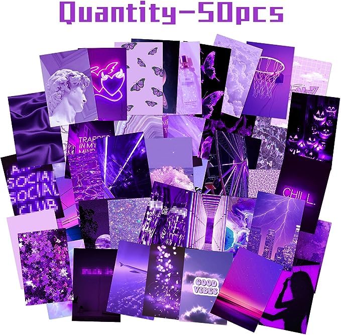 XYOLing 50 Pcs Wall Collage Purple Posters Aesthetic Room Decor Aesthetic Bedroom Music Posters ...