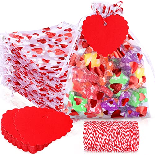 Sacs en organza grand format avec cordon et étiquettes kraft