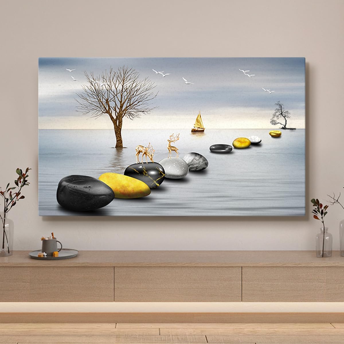 TV Dust Cover 42in 55in Indoor Screen Protector Cover Washable Display Cover for LED LCD Light Luxury Simple and Bright TV Cover(Size:55-60IN,Color:B)