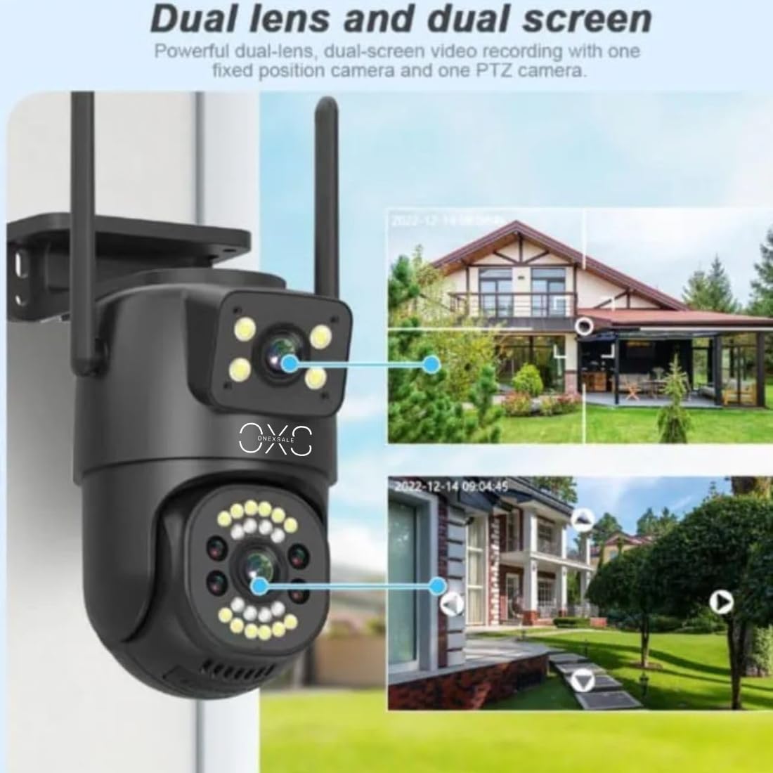 OneXsale 6MP 4G SIM PTZ Security Camera for Home Outdoor | Dual Lens, 360° Pan Tilt Zoom, Color Night Vision, AI Motion Alert, 2-Way Audio, Waterproof | No WiFi Needed, SIM Not Included 1