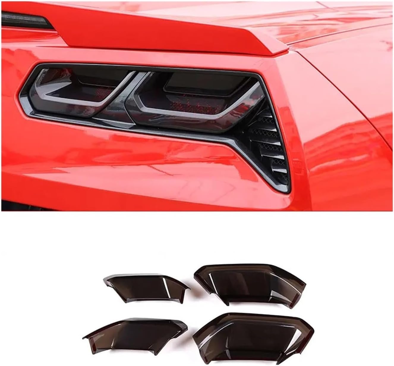 Compatible For Chevrolet Corvette C7 2014-2019 ABS Black Car Rear Tail Light Rear Fog Lamps Blackout Cover Trim Sticker Car Accessories(Style B)
