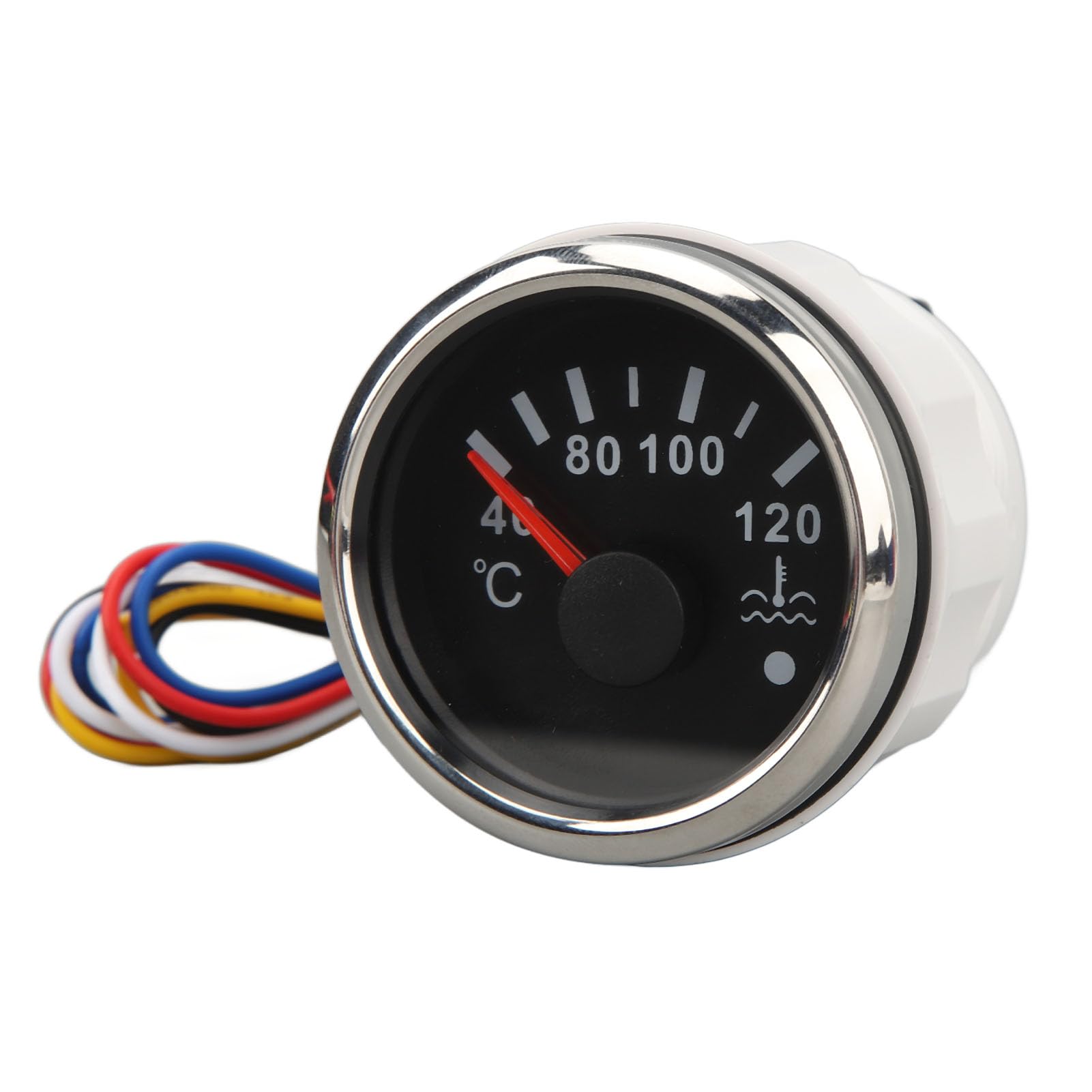 Indicatore della Temperatura Dell'acqua, 52MM da 40 a 120 °C Termometro con Puntatore DC9 a 32V con Retroilluminazione per Camper Yacht Barche da Pesca Navi (Quadrante nero