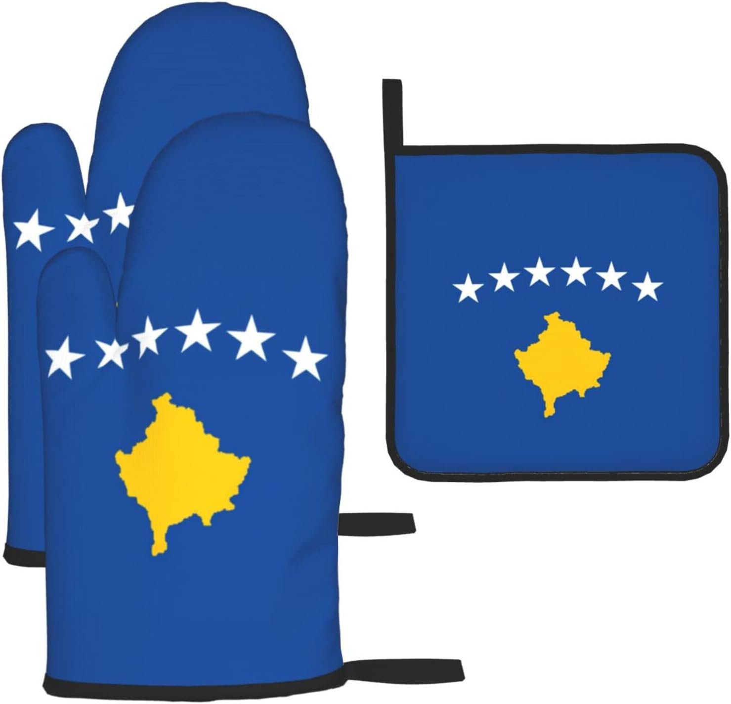 Flag of Kosovo Print Heat Resistant Microwave Gloves, Used for Baking, Cooking, and Fashion Kitchen Essentials