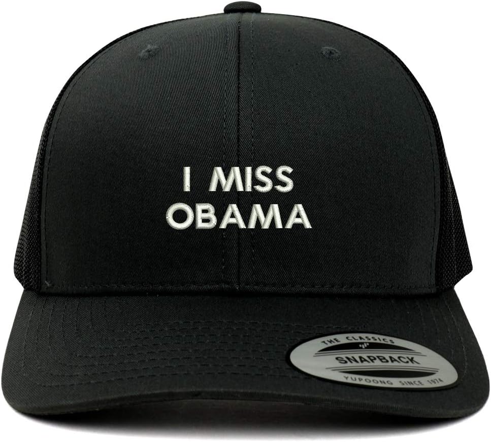 Trendy Apparel Shop Flexfit I Miss Obama Embroidered Retro Trucker Mesh Cap