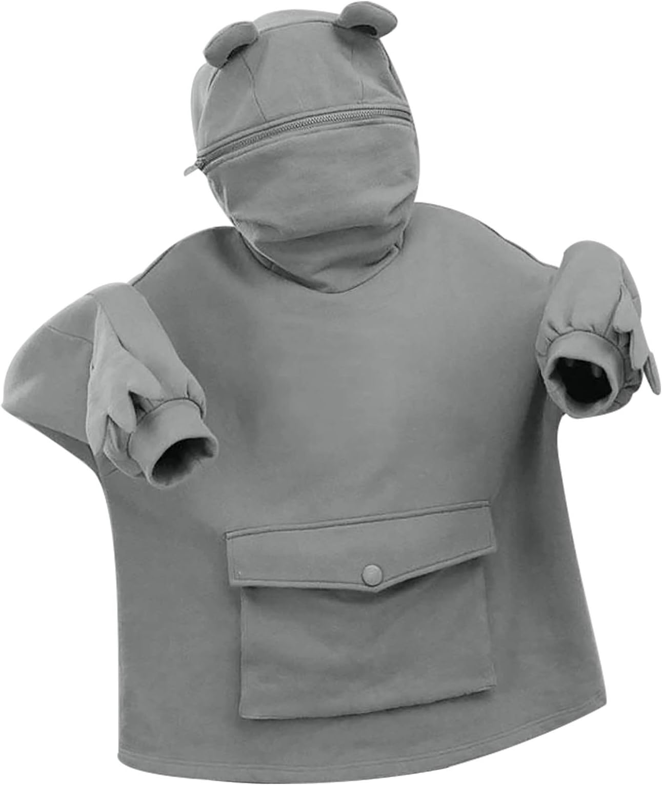 TIMEMEAN Frog Hoodies Women Long Sleeve Zipper Mouth Sweatshirt