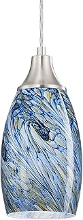 karyfine blue and white hand-blown glass mini pendant