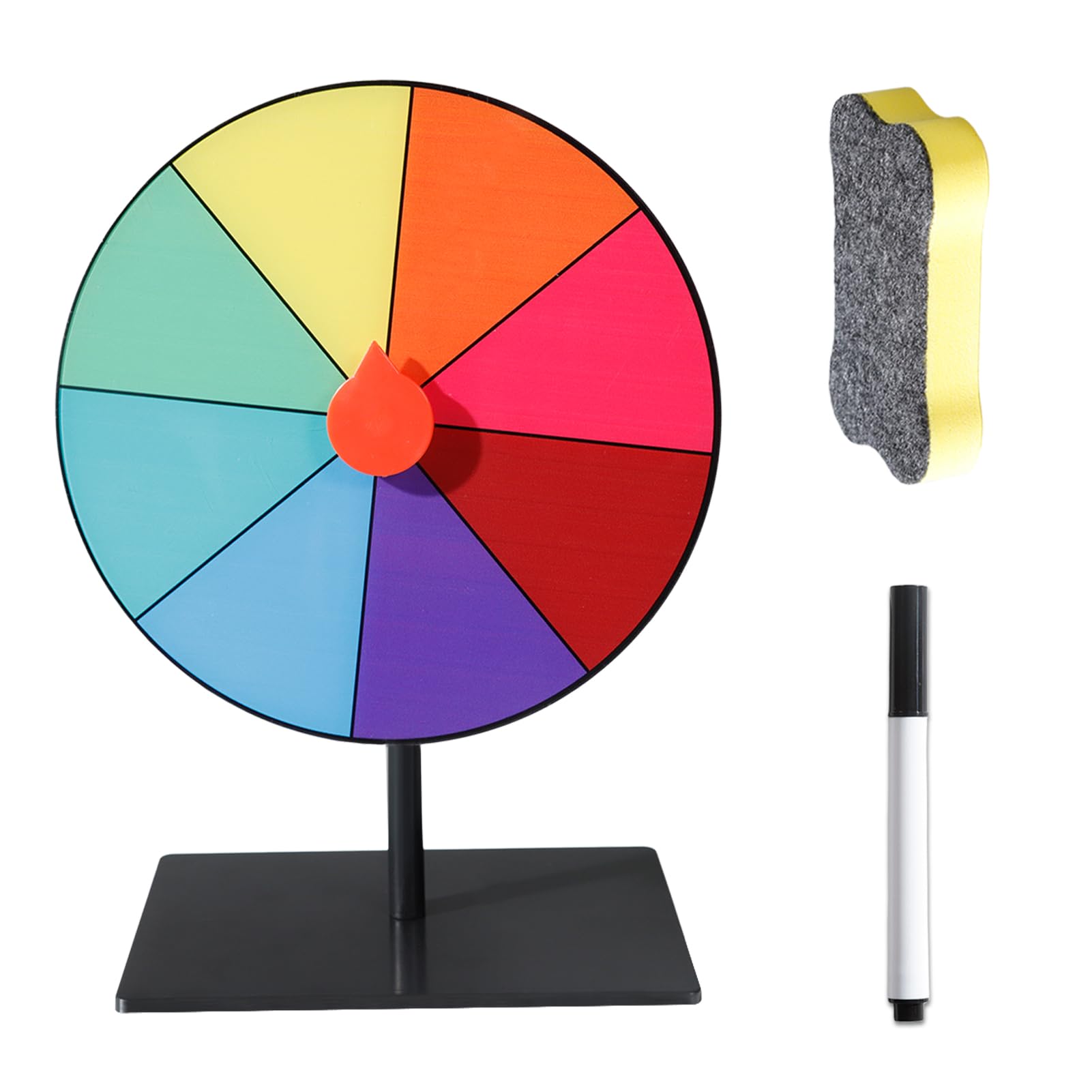 Nutfoam Spin the Wheel with Stand, 8 Slots Color Tabletop Prize Wheel, 8 Inch Spinning Wheel for Prizes with Dry Erase and Marker, for Trade Show, Carnival, Party