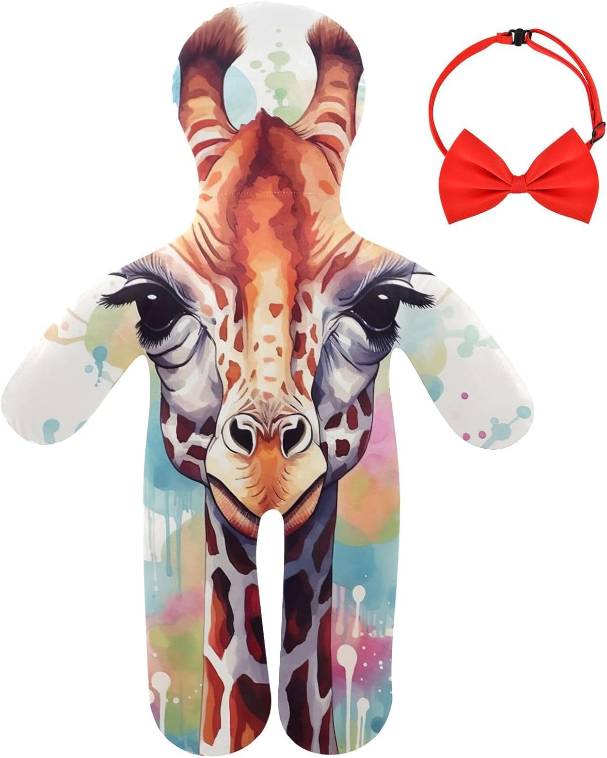 Watercolor Giraffe Face Human-Shaped Pillow Soft Body Pillows Washable Velvet Pillows for Anxiety Relief Sleeping Cuddling & Support