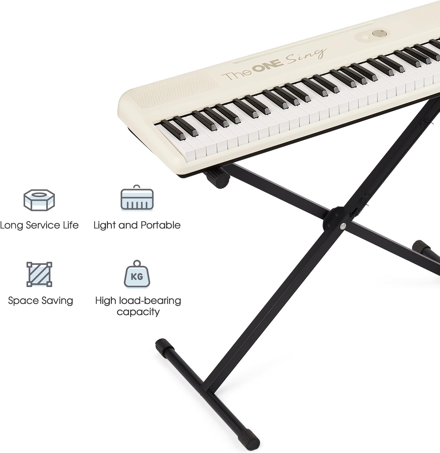 The ONE Keyboard Piano Sing with X Keyboard Stand, 61 Keys Piano Keyboard For Singing & Practice with Bluetooth, Sheet Music Stand and Huge Library of Songs for Sing-Along