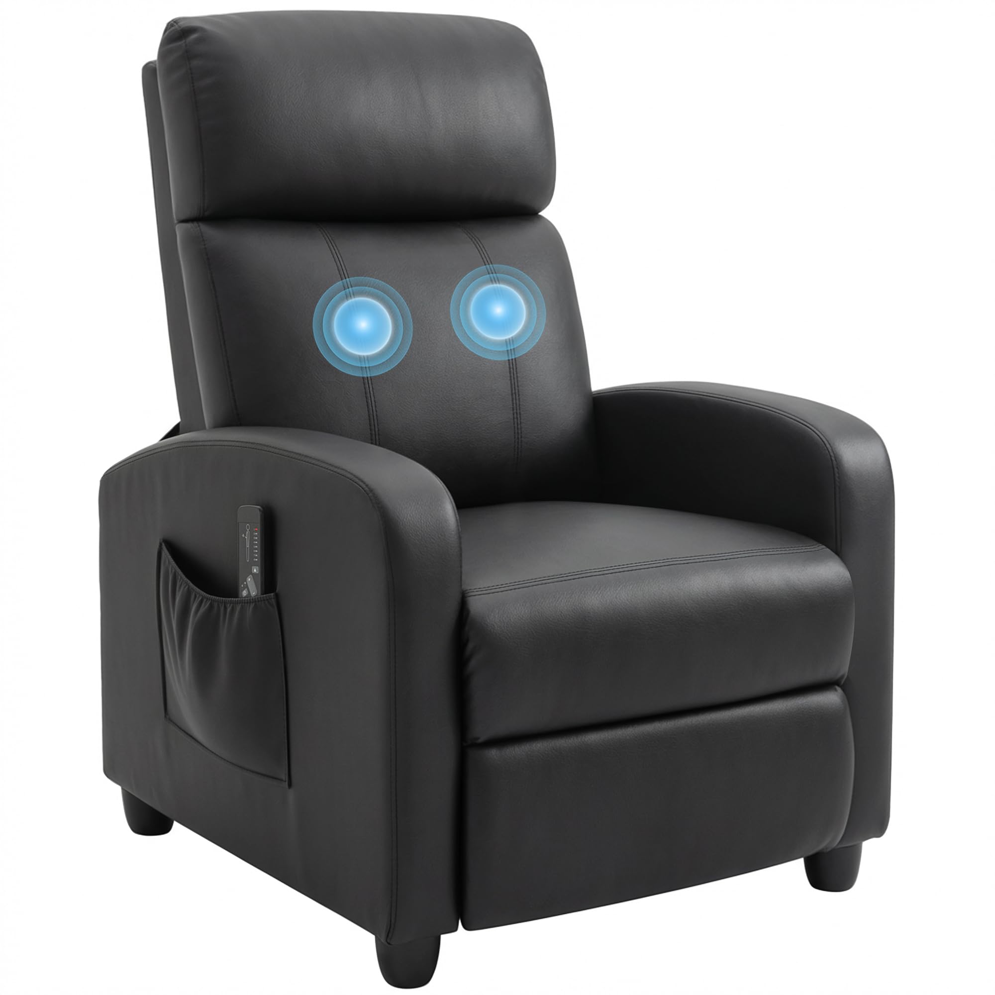 HOMCOM Massagesessel mit Liegefunktion, Relaxsessel mit Massagefunktion, Fernsehsessel mit Fernbedienung, Massagesofa mit Rückenlehne, elektrisch, Schwarz