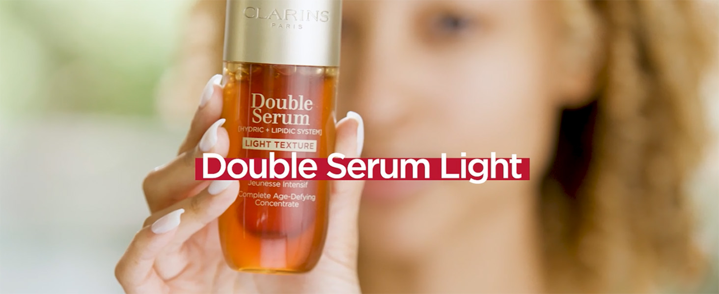 Clarins DOUBLE SERUM LIGHT TEXTURE | Anti Aging Serum | Visibly Firms, Smoothes, Boosts Radiance and Refines Pores | 24H Hydration | Great for Combination to Oily Skin and Humid Climates