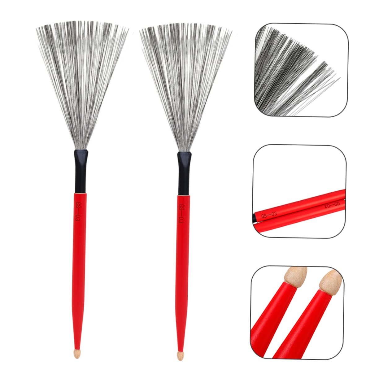 TOYANDONA 2pares Cepillos De De Madera Duraderos Mango Accesorios Para Instrumentos De Percusión Para Práctica y Bandas Juveniles