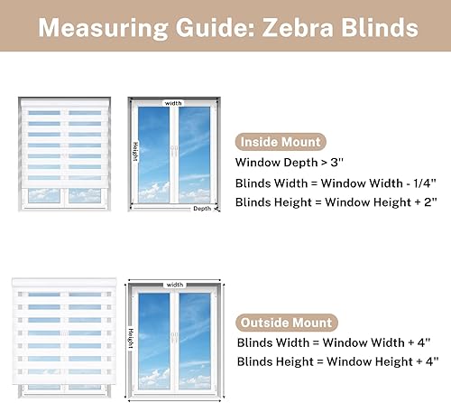 Miniatura 6 de Keego Persianas opacas de cebra, sin cordón, para ventanas, de doble capa para oscurecer la habitación, persianas y persianas para el hogar, el