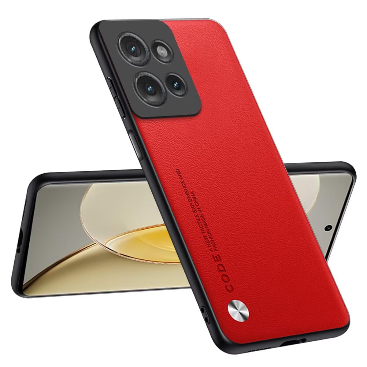 Custodia In Pelle PU Per Motorola Moto Edge 50 Neo / ThinkPhone 25 - Cover Protettiva Con Fibra Di Carbonio Rossa - 3