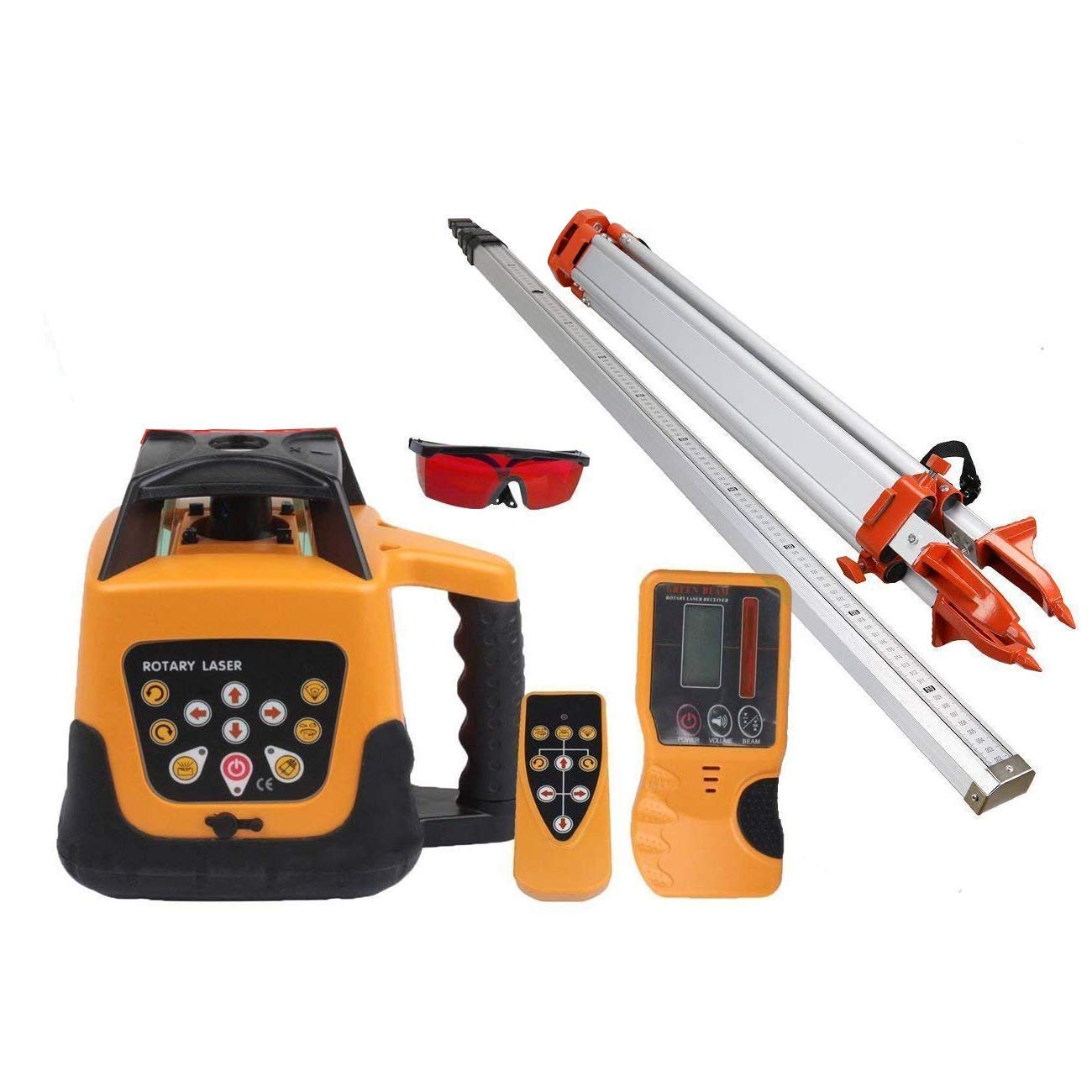 Samger Laser Autolivellante con 1.65 Treppiede in Alluminio Asta da 5m Set Livella Laser Rotante Rosso 360 Gradi con Ricevitore, Area di Lavoro di 500m
