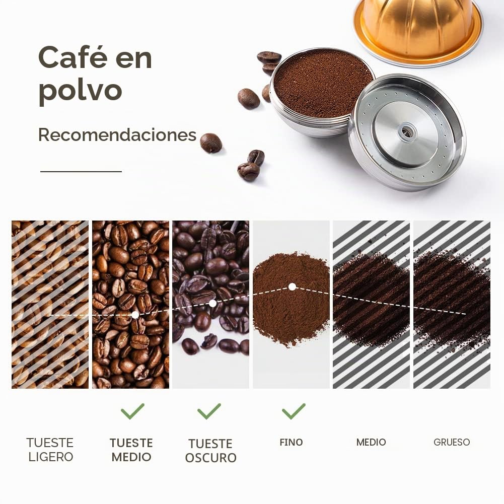Sesama Vertuo Series - Cápsula de café reutilizable de acero inoxidable compatible con VERTUO Next & VERTUO POP & VertuoPlus y Delonghi ENV135S Cápsulas de café reutilizables Nespresso