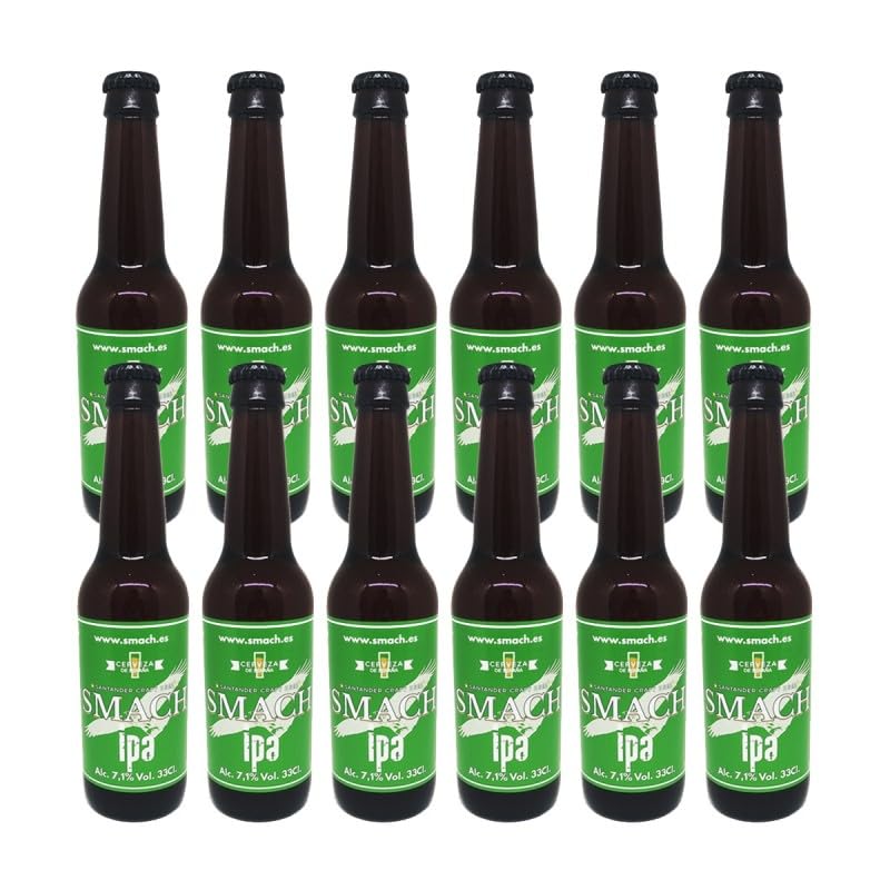 SMACH Cerveza Artesana IPA Pale Ale – 7,1% Vol, 330 ml – Amargor Intenso con Notas Afrutadas (Pack 12)