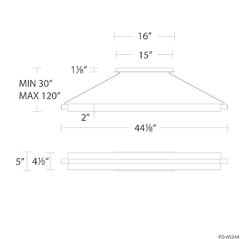Miniatura 2 de WAC Lighting dweLED, Pabellón 44in LED colgante lineal 3000K en latón envejecido negro