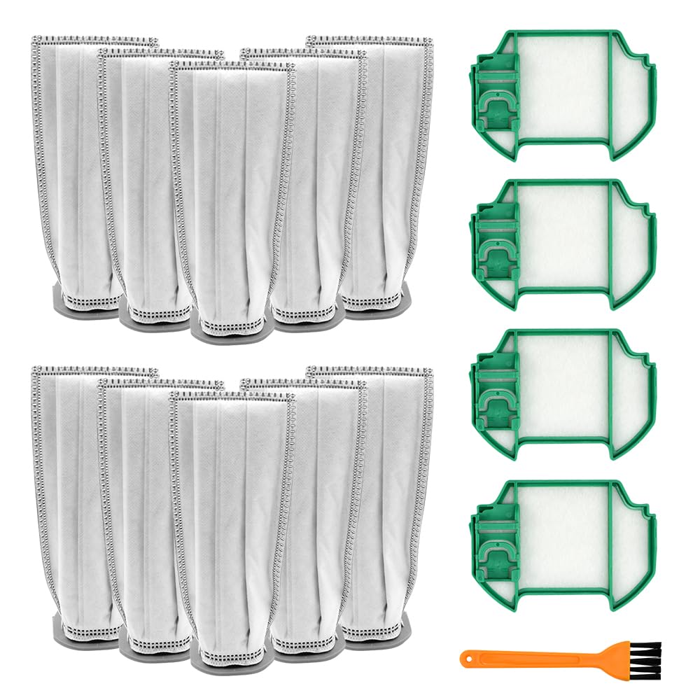 10 Sacchetti per Aspirapolvere Sacchetto Filtri di Ricambio Sacchetti Filtri Parti con 4 Filtrii Compatibili Con Vorwerk Folletto VK7 FP7 VK7S FP7S per Kobold VK7 Filtro Sacchi Accessori