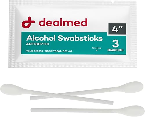 Dealmed Hisopos de alcohol de 4 pulgadas, sellados individualmente, perfectos para kits de primeros auxilios portátiles, 3 hisopospaquete, 25