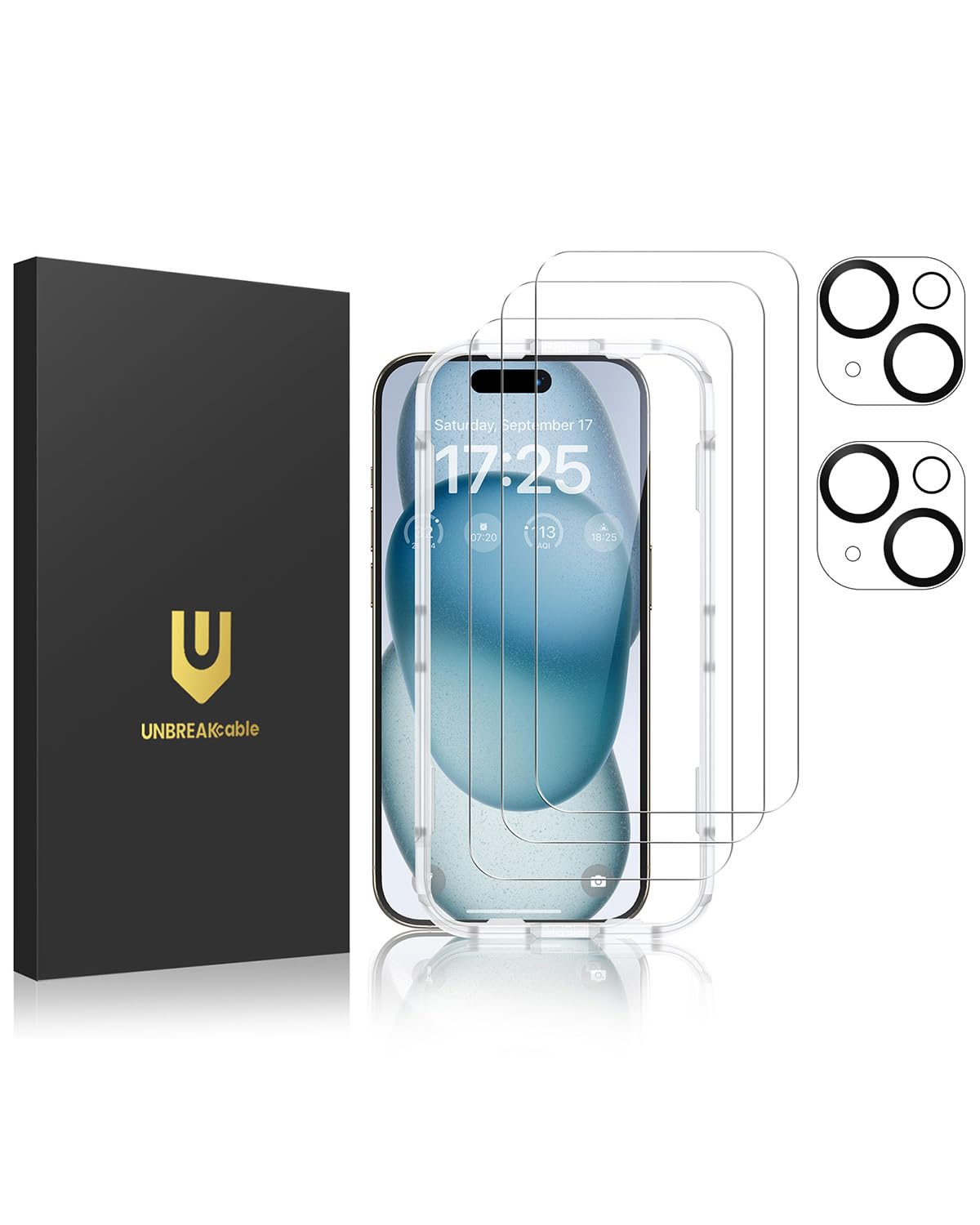 UNBREAKcable iPhone 6s Plus/6 Plus Panzerglas [3 Stück] kompatibel mit iPhone 6s Plus/6 Plus, 9H Härte Panzerglasfolie, 2.5D Displayschutzfolie, 3D-Touch, Anti-Bläschen, Anti-Kratzer-UBMU029