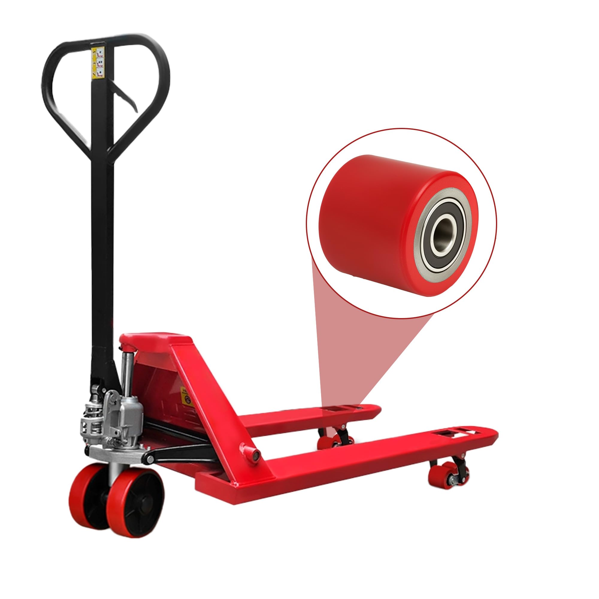 Hubwagen Rollen 80 x 70 mm Laufrollen mit Kugellager PU-Rollen für Hubwagen Ersatzrollen (4, Rot)