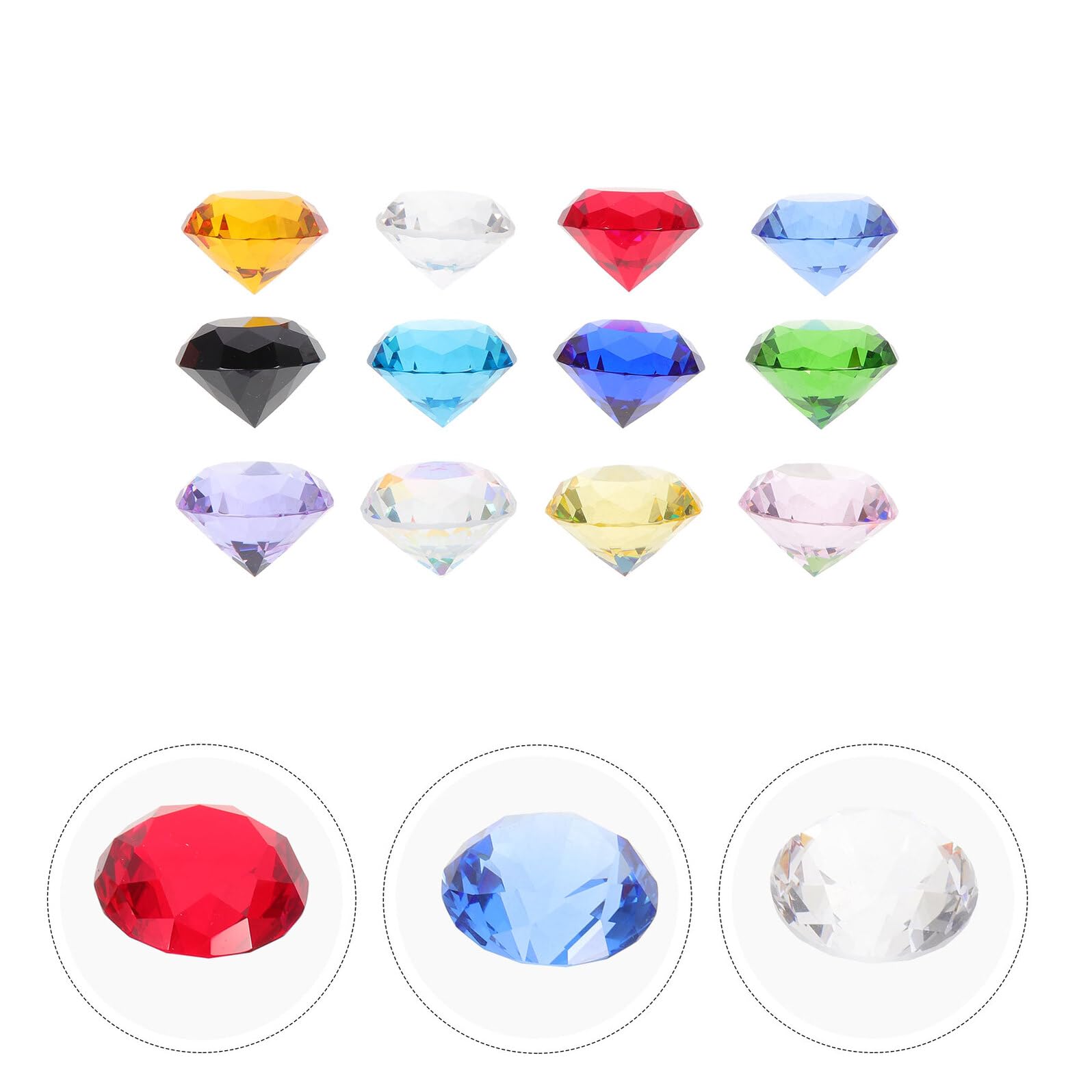12 Pezzi Diamanti Decorativi in Vetro 30mm per Centrotavola e Decorazioni Matrimonio, Riempitivo per Vasi e Ornamenti Natalizi Trasparenti