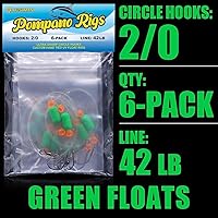 Vista 7 de Aparejos Pompano para Pesca de Surf en Agua Salada con Gancho de Doble Círculo y Espacio Amplio - Juego de 6 Accesorios de Pesca de Surf