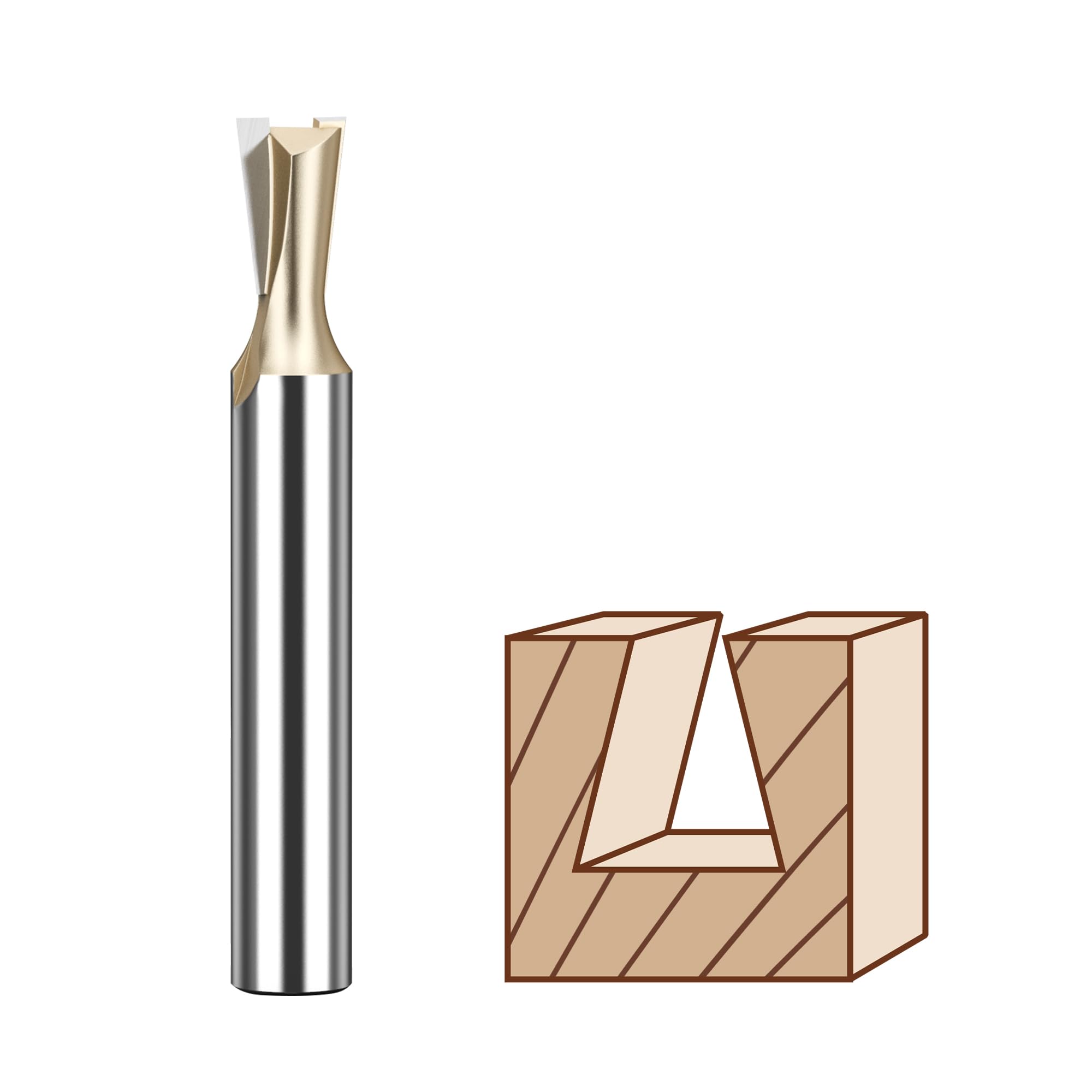 HUHAO Dovetail Router Bits,1/4 Inch Shank ,Cutting Dia in 1/4",Dovetail Joint Router Bit for Making Boxes Drawers Chests, Great for Craftsman