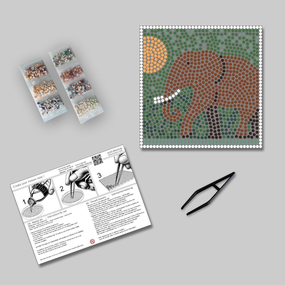 ALEA Mosaic Majestic Elephant Mosaic Making Kit, Adult, 20 x 20 x 1 cm, Nature Theme, All Seasons - Image 2