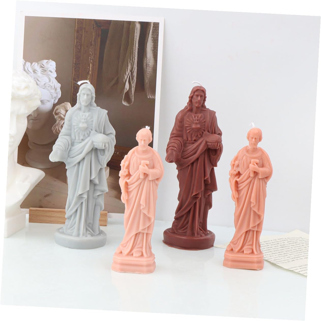 Hemobllo Jesus Candle Mold Silicone DIY Small Size Handmade Soap and Wax Mold for Religious Candle Making Craft