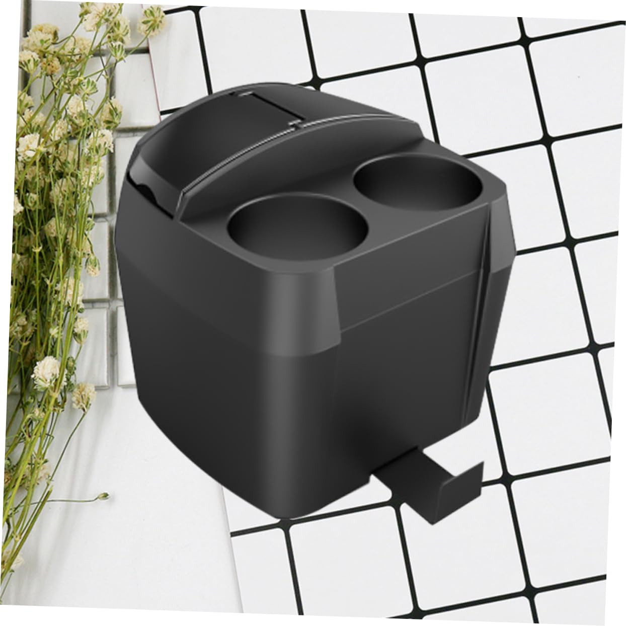 Poubelle de Voiture Multifonction Porte-gobelet, Base Réglable, Noir