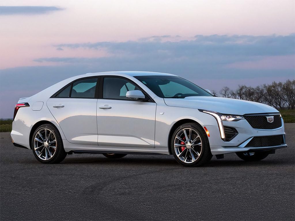 Rvinyl Pillar Post Pre Cut Window Trim Kits in Gloss Black Compatible with Cadillac CT4 2020-2024 - Adhesive Backs