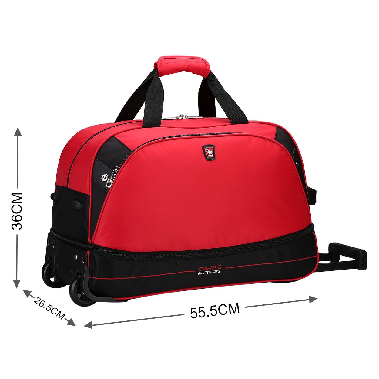 OIWAS Travel Overnight Bag for Women and Men Holdall with Wheels Roller