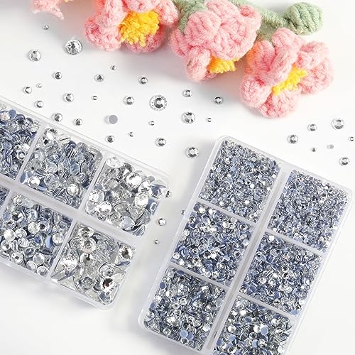 BEADSLAND Hotfix Rhinestones, 6080PCS Clear Rhinestones for Clothes Crafts Mixed 6 Sizes with Wax Pencil and Tweezers Kit - Image 2