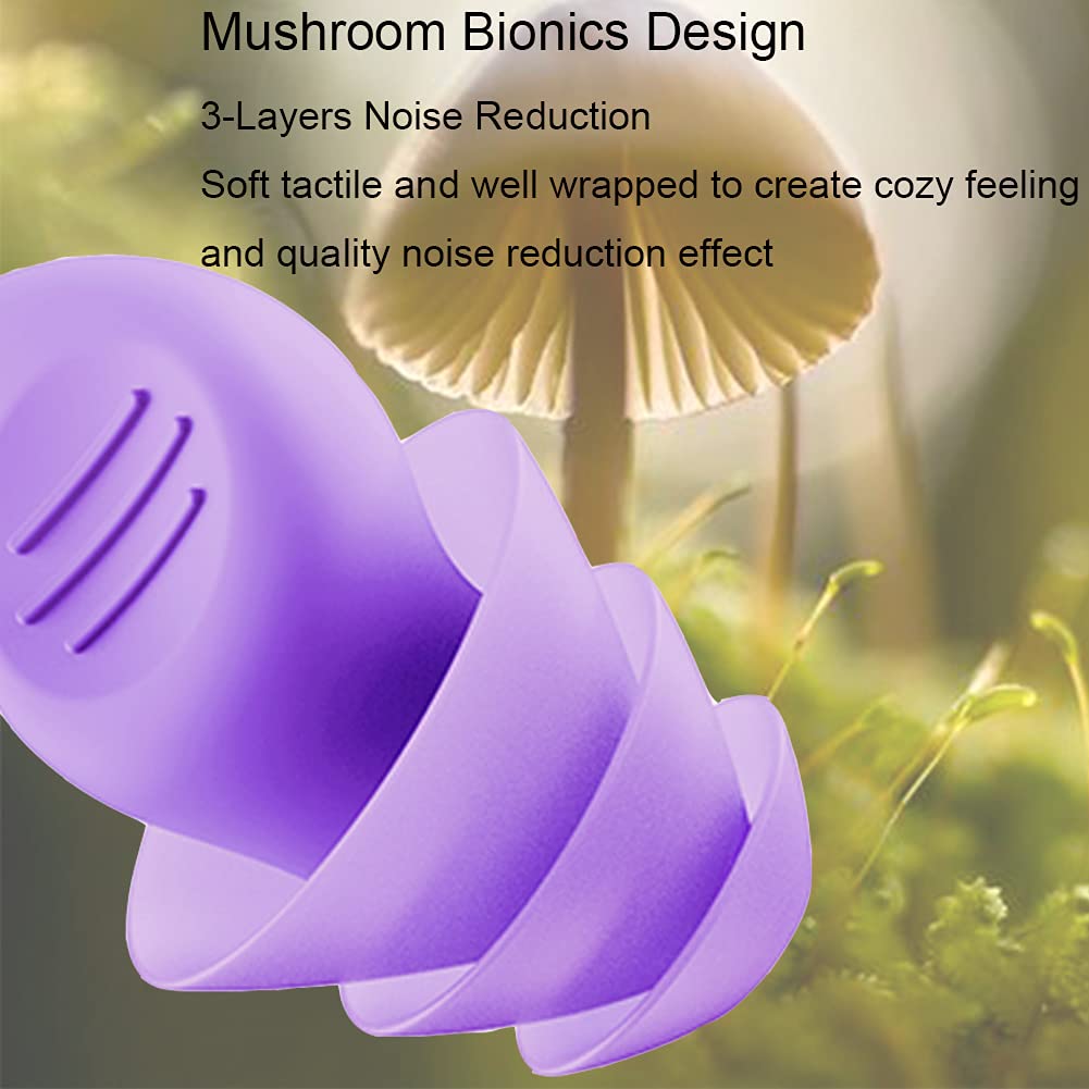 Noise Reduction Ear Plugs Silicone Ear Plugs for Sound Blocking Sleeping 1 Pair Noise Reduction Soft Comfortable Silicon Earplugs for Concert Construction Shooting Sleeping Travel (Purple)