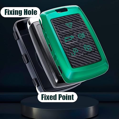 Miniatura 4 de SANRILY Funda para llavero con textura de fibra de carbono para Land Rover Discovery Range Sport Evoque Jaguar XF 2020 2021 con control remoto sin