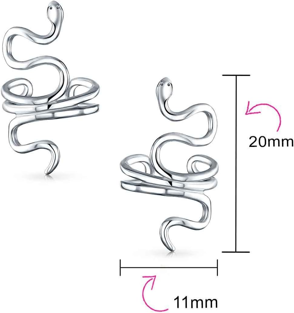 Garden Crawler Reptile Egyptian Cartilage Piercing Serpent Snake Dangling Stud Earrings Pendant For Women Teen Yellow, Rose Gold Overlay .925 Sterling Silver
