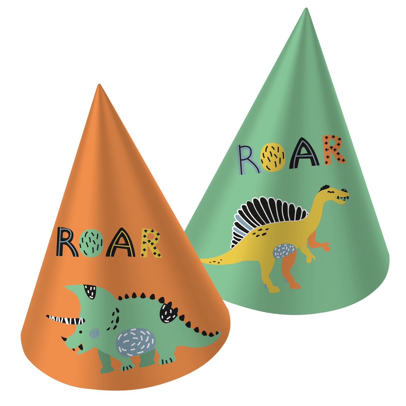 Folat 68328 Party Hats Paper Dino Roars - 6 Pieces, Multi-Colour