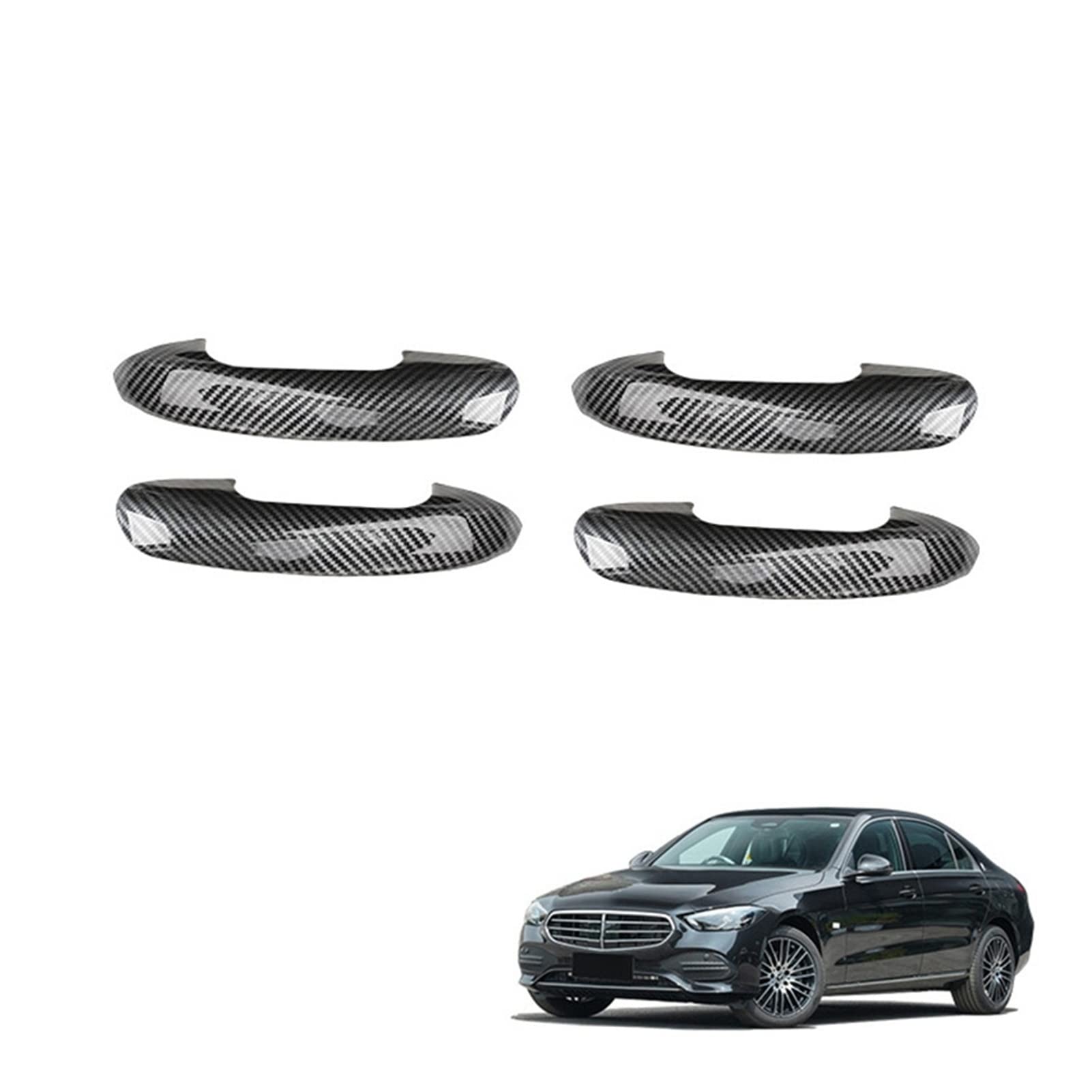 Fahbstr 1 Car Inner Handle For Benz C Class W206 202 2022 Car Styling 4Pcs Abs Outer Side Door Handle Cover Trim(1)