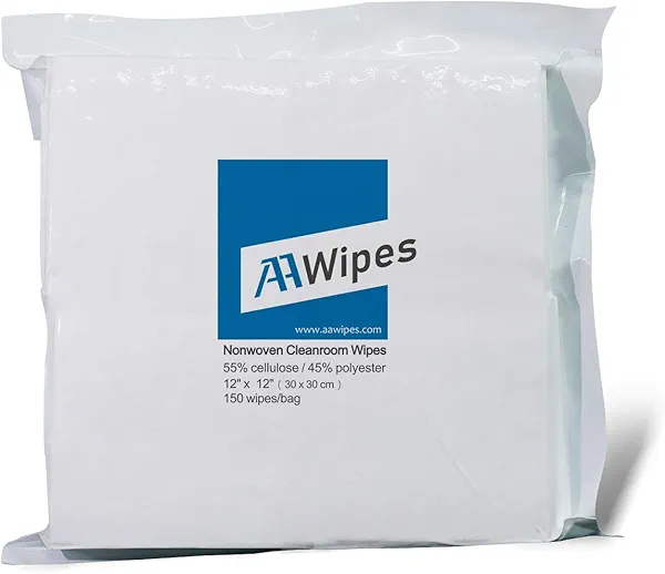 AAwipes Cleanroom Wipes Nonwoven Wipers Cellulose/Polyester Blend (12" x 12" 300PCS) for Lab, Electronics, Pharmaceutical, Printing and Semiconductor Industries (NW06812-300)