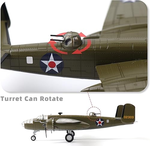 Miniatura 4 de B-25B Mitchell Tokyo Raid 172 Bombardero Kit de modelo de metal con soporte WWII aleación fundida a presión avión de combate avión preconstrucción