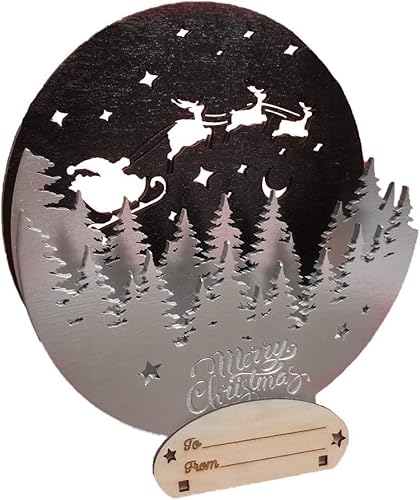 SABA Home Decor Tarjetas de Navidad 3D de madera para regalo tarjeta de felicitación desplegable con felicitaciones personalizadas a tus amigos y disponible en Yaxa Peru