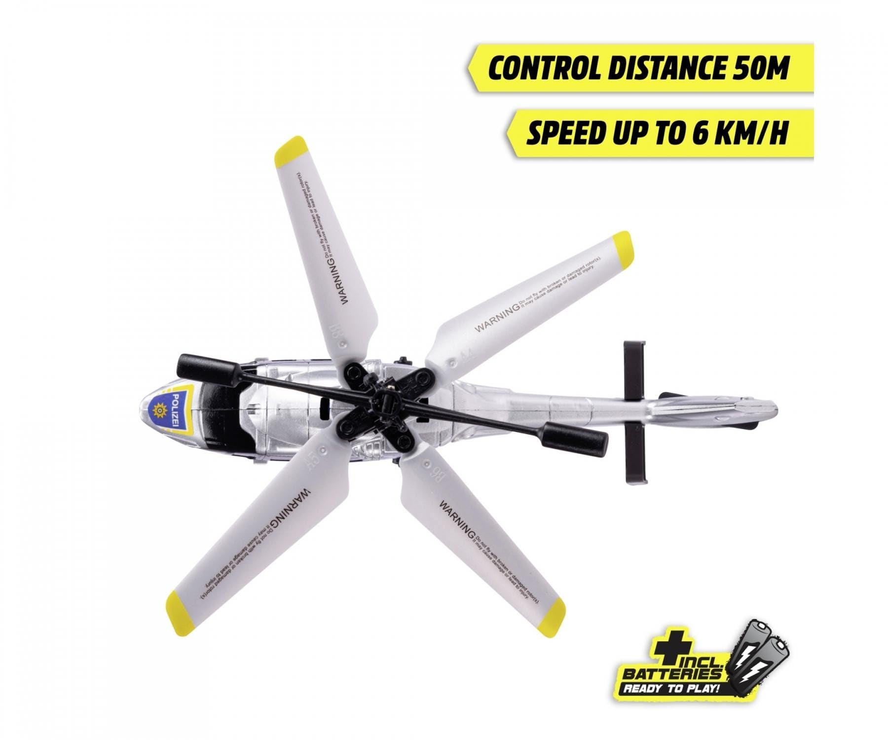 Dickie H160 - Elicottero da polizia RC 1:60 Airbus H160 2,4 GHz, ricarica USB 6 km/h con luce 21 cm, per bambini dai 6 anni in su