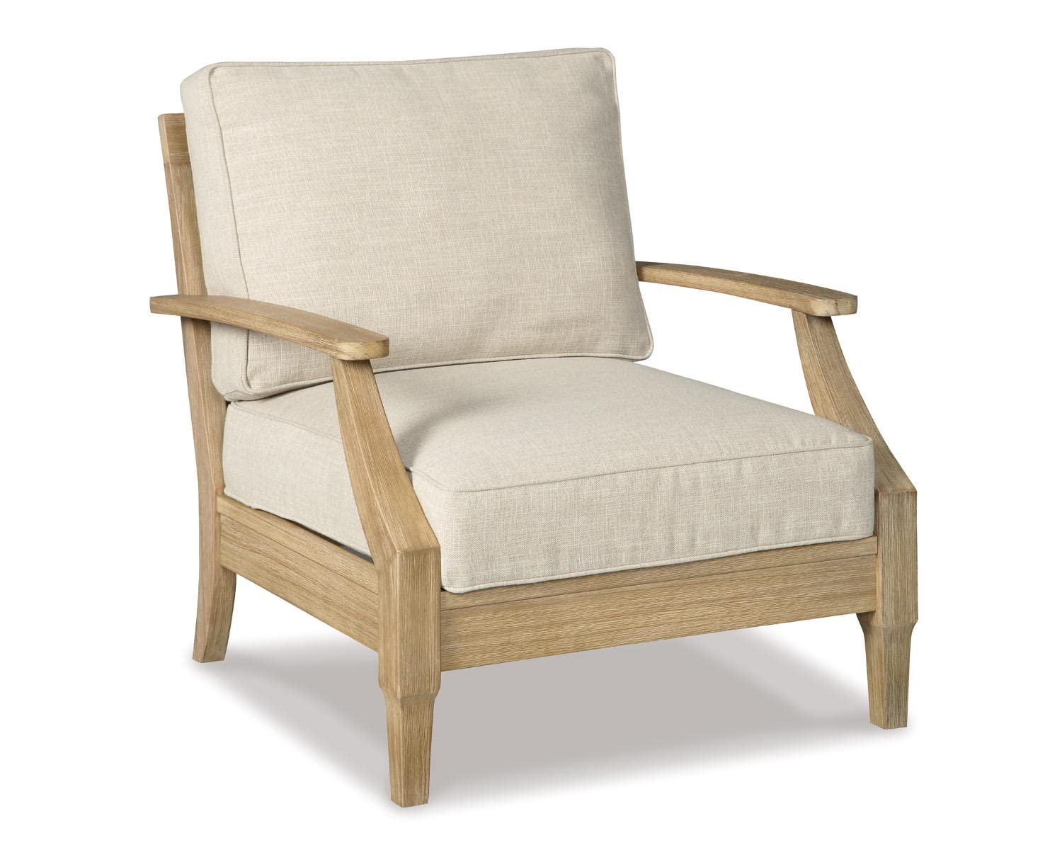 Sponsored Ad - Signature Design by Ashley Clare View Outdoor Lounge Chair, All-weather Foam Cushion, Protective Finish, Eucalyptus Wood, 30" W x 35" D x 32" H, Beige