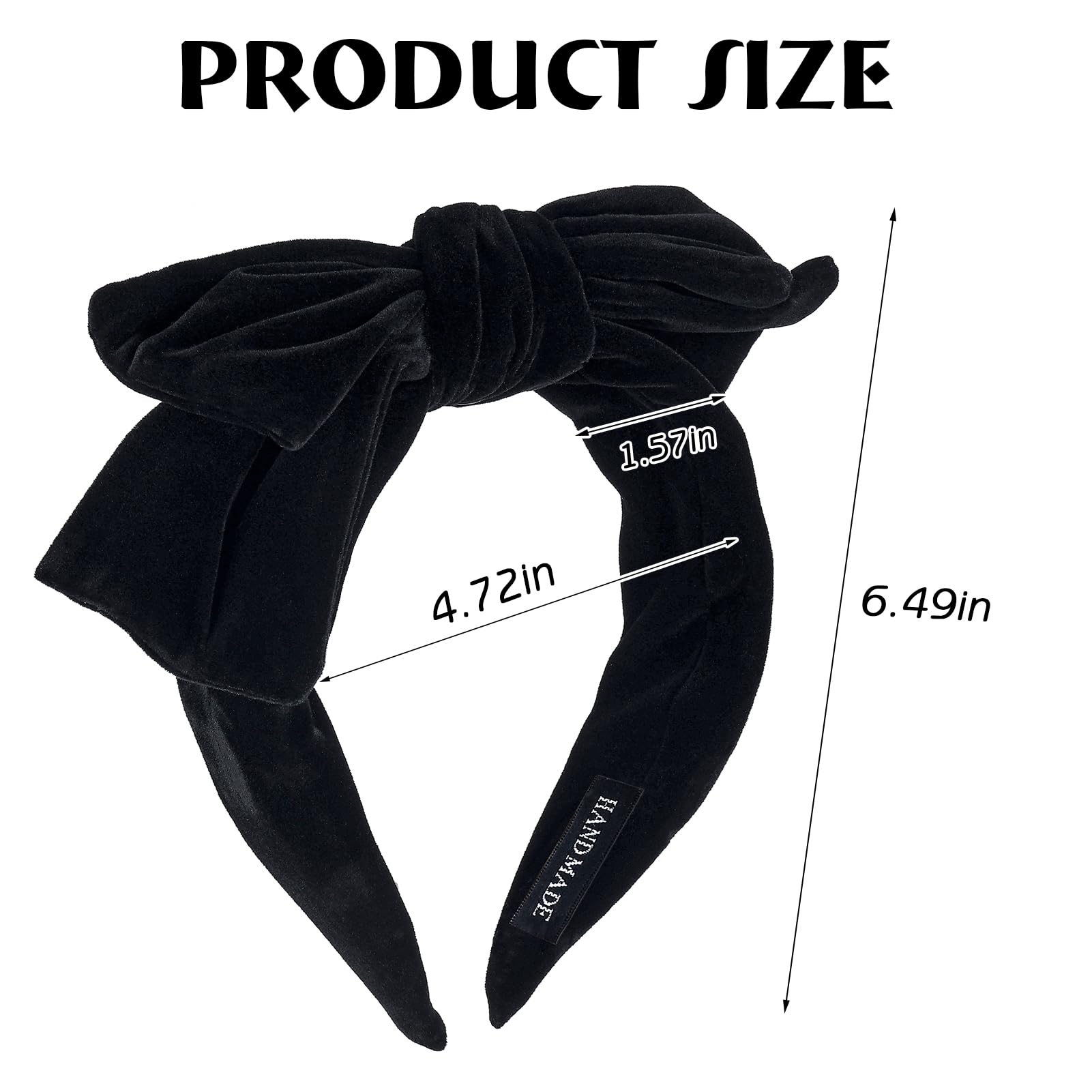 Christian Dior vip gift Black Velvet Bow Headband with brushed Logo Accent Katya Headband -- Black – Jennifer Behr LLC main image 3
