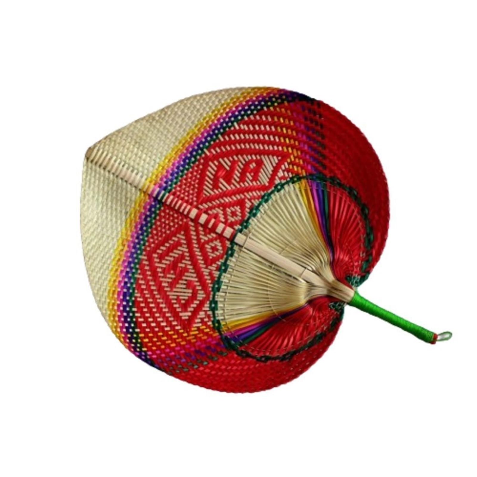 Woven Hand Fan, Woven Hand Fan Heart Bamboo Straw Rattan Chinese Multicolor Summer 25cm(Style 1)