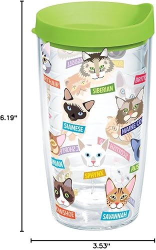 Miniatura 14 de Tervis Flat Art - Vaso aislado de doble pared con aislamiento de gatos hecho en Estados Unidos, mantiene las bebidas frías y calientes, 16 onzas,