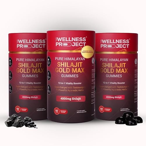 The Wellness Project Gomitas Shilajit Gold Max 12 en 1  4000 mg de shilajit del Himalaya, azafrán, Tongkat Ali, Ashwagandha, raíz de maca, ácido